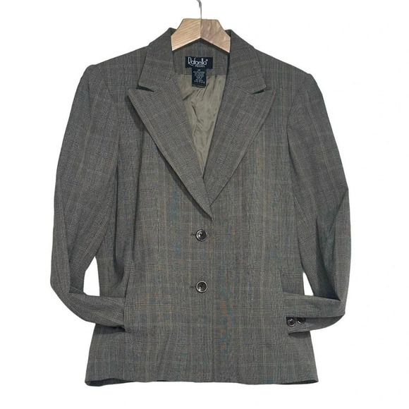 Rafaella 8P brown plaid 2 way stretch 2 button business blazer with pockets‎ - Picture 1 of 5